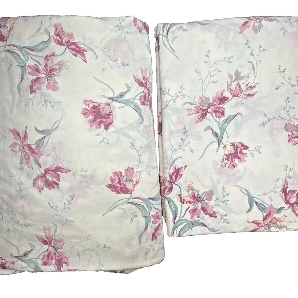 JP Stevens Sheet Set Vintage Queen Floral Percale No Iron USA Pink